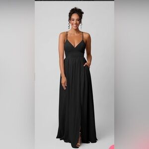 Kennedy Blue Sloane Black Bridesmaid Dress Spaghetti Strap Corset